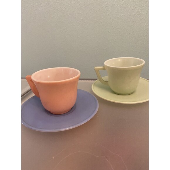 Childrens Hazel Atlas Moderntone 1950s Little Hostess 4 Pc Glass Tea Set - Picture 5 of 10